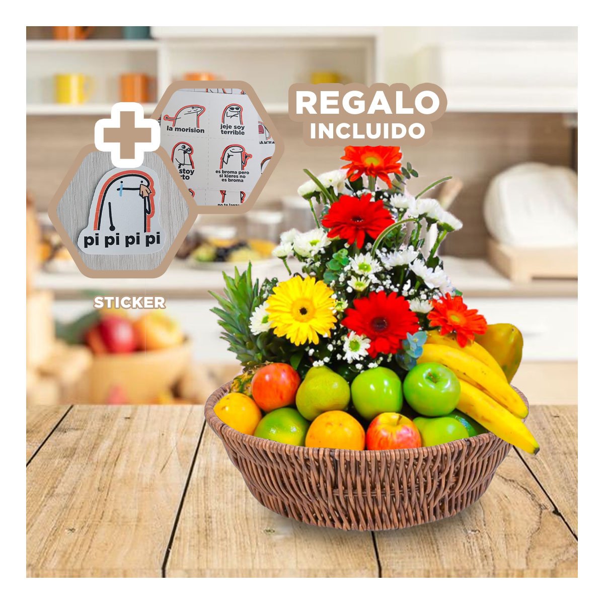 CANASTA TEJIDA CIRCULAR 21X15X7CM MARRON RESISTENTE USO DIARIO PLUS Y+REGALO STICKER - 1