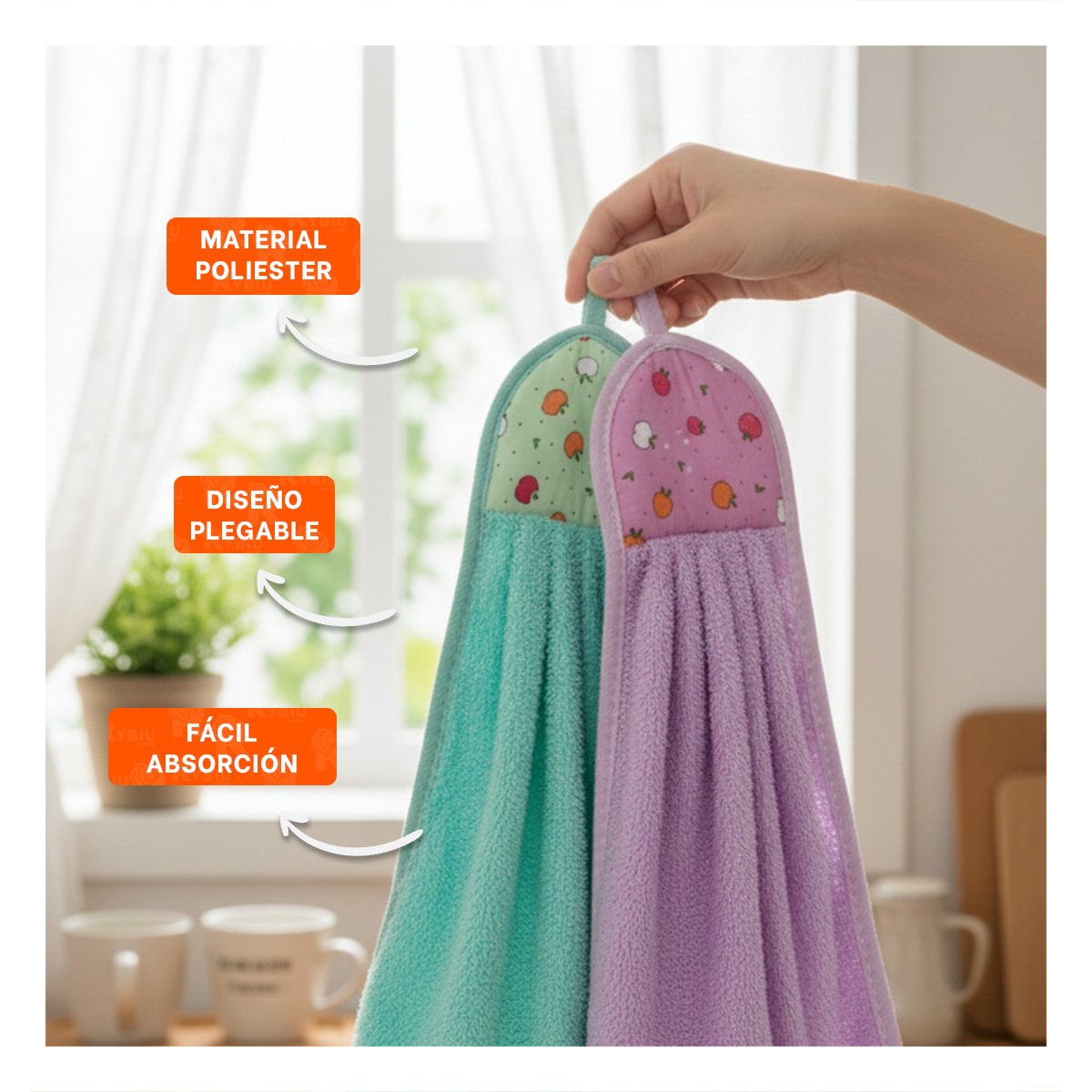PACK2 LOTE TOALLAS 2 PIEZAS MORADO Y VERDE AGUA COLGADOR SUAVE 28X38CM - 5