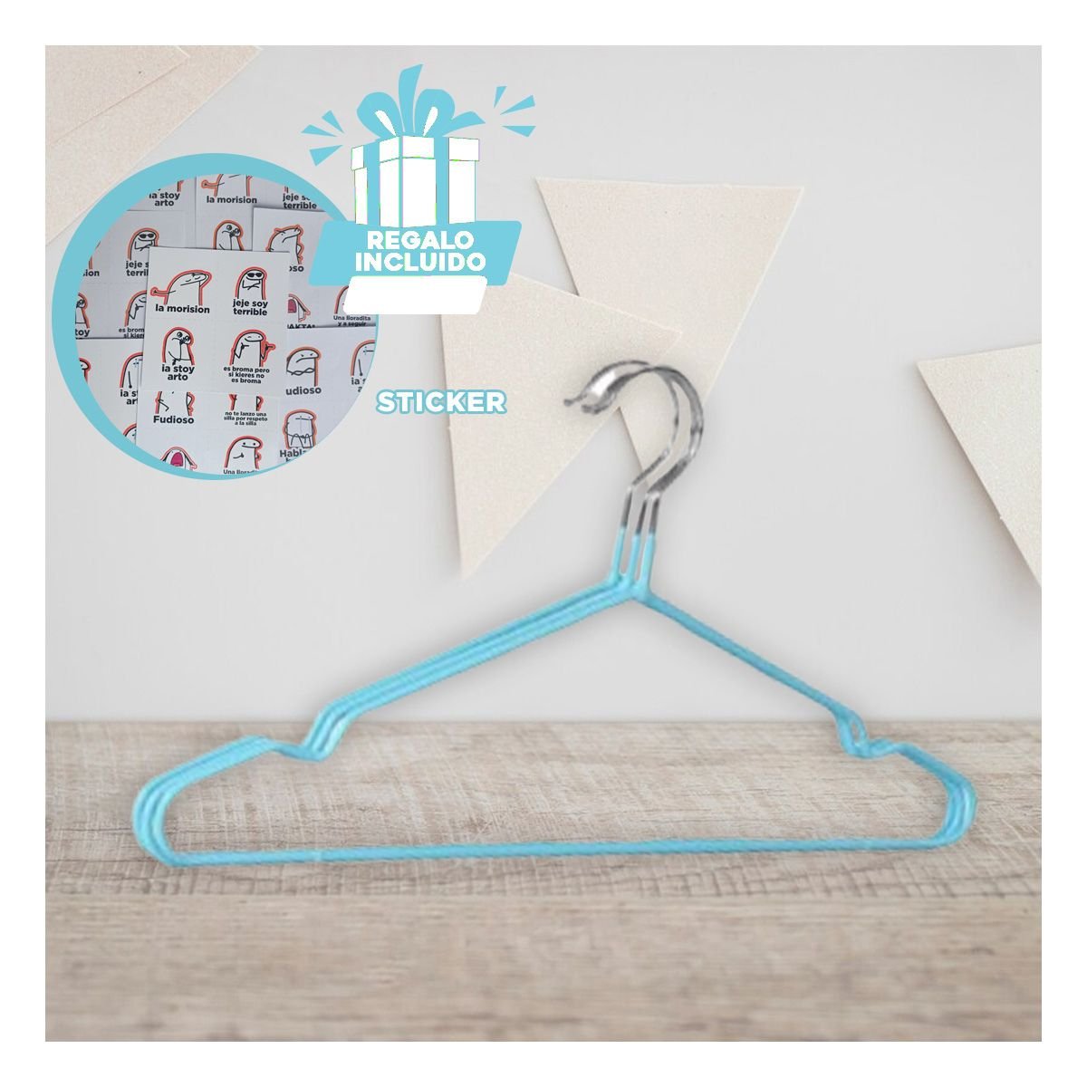 CLIP MODERNO PARA ORDENAR CON FACILIDAD 5 PIEZAS 20X40,5CM CELESTE Y+REGALO STICKER - 1
