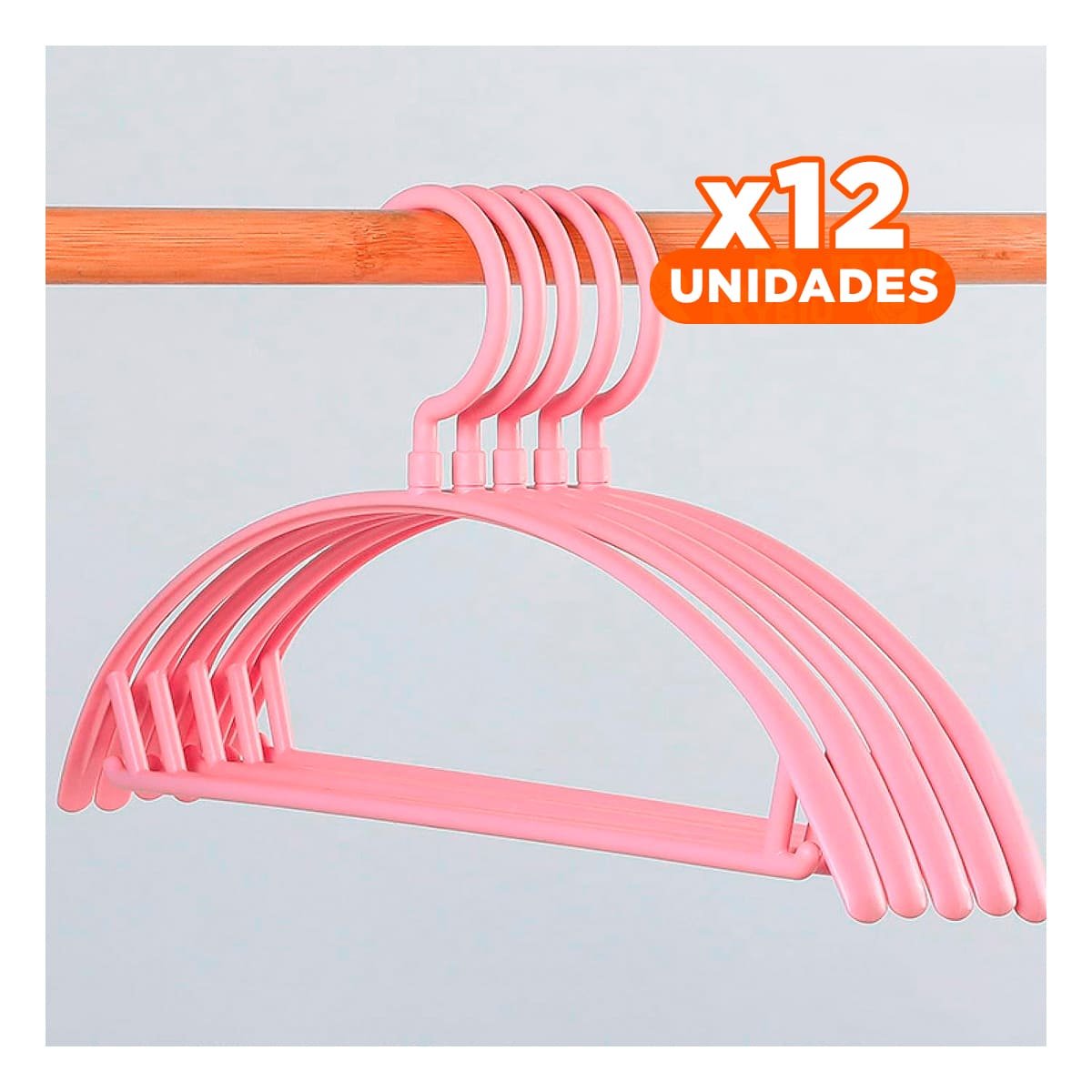 PACK12 GANCHO FUNCIONAL DE PLASTICO ROSADO MEDIA LUNA DE 4 PIEZAS PARA PRENDAS - 1