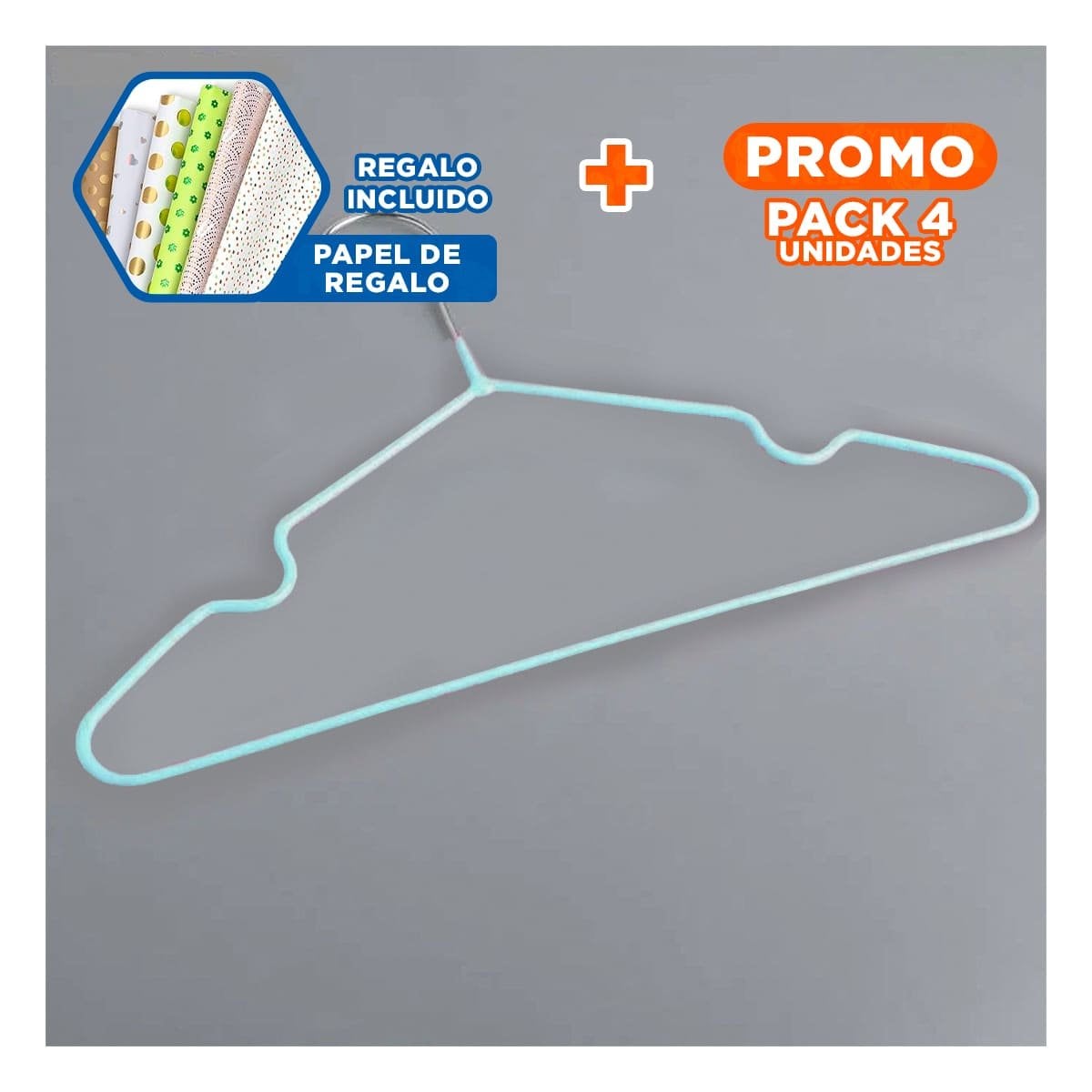 PACK4 PERCHERO PARA CLOSET DE ALAMBRE CON PLASTICO VERDE 5 PIEZAS CASA Y+PAPEL REGALO - 1