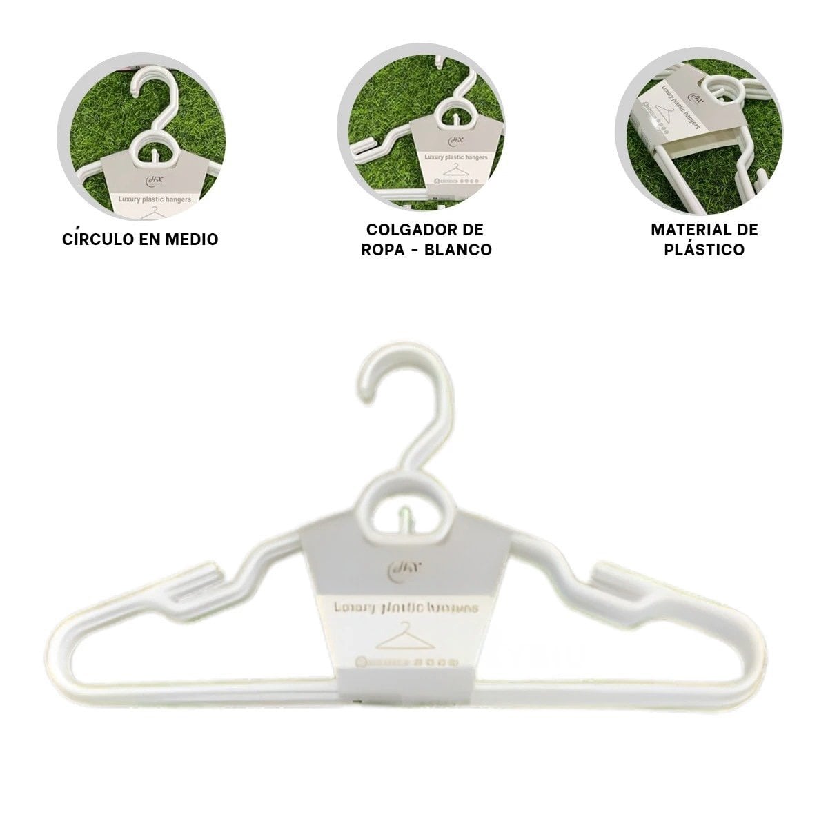 COLGADOR BLANCO DE PLASTICO CON CENTRO CIRCULAR DE 4 PIEZAS PARA ORDEN - 3