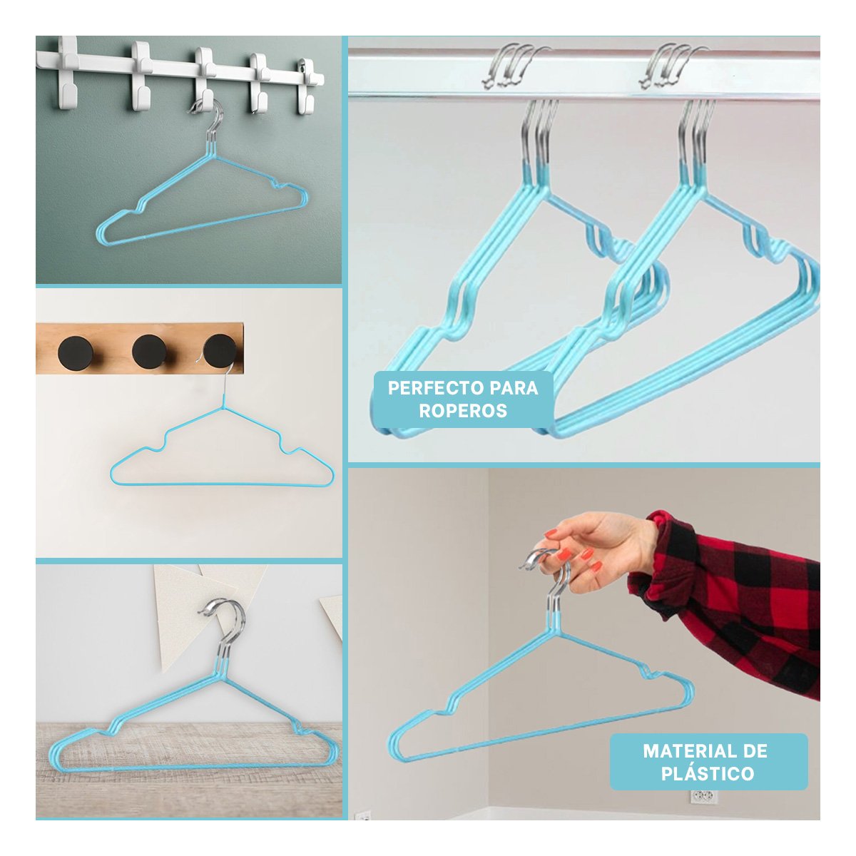 CLIP RESISTENTE COMPANERO DEL USO DIARIO 5 PIEZAS 20X40,5CM CELESTE Y+LIGAS REGALO - 5