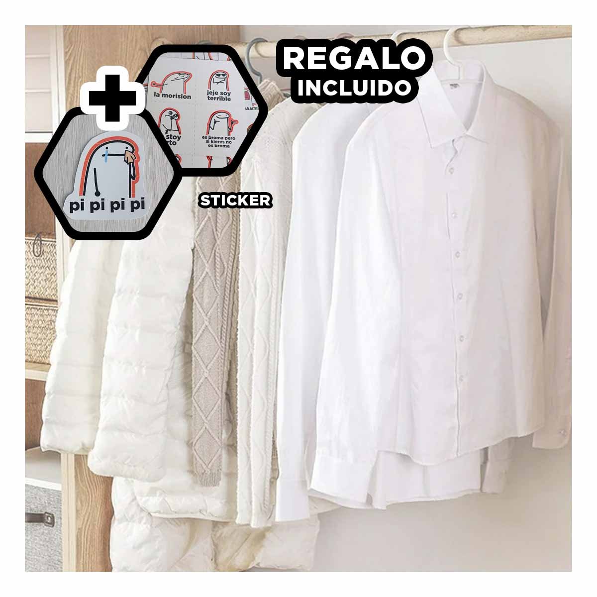 PERCHA CLASICA DE PLASTICO PLOMO MEDIA LUNA DE 4 PIEZAS PARA GUARDAR Y+REGALO STICKER - 1
