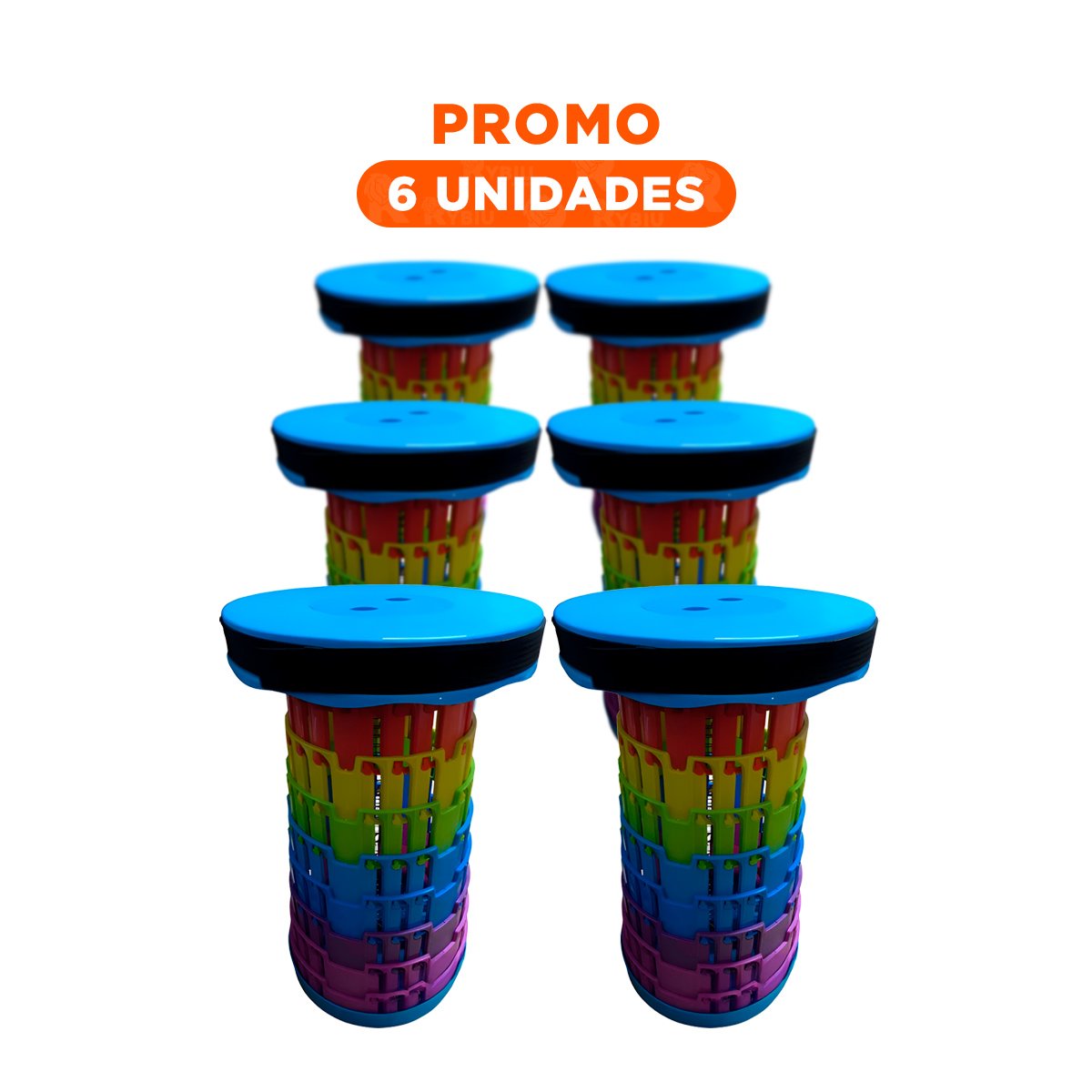 PACK6 BUTACA PLEGABLE PRACTICA PARA SALA O PATIO AZUL MULTICOLOR Y+REGALO STICKER - 1