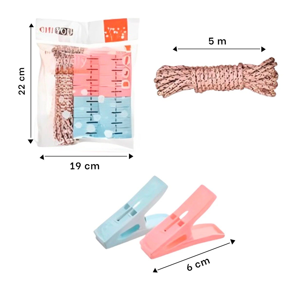PACK12 PINZAS CUADRADAS MULTICOLOR PARA ROPA CON CUERDA PARA USO DIARIO CONTINUO Y+PAPEL REGALO - 4