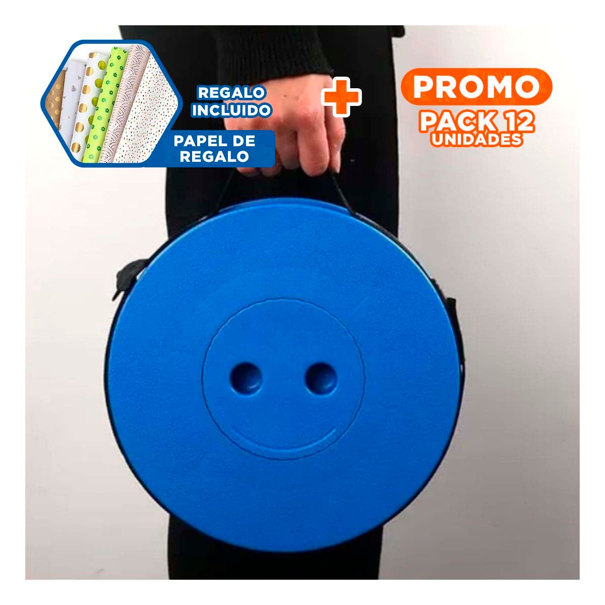 PACK12 BANCO UTILITARIO PLEGABLE CON TRES SEGUROS PARA EL HOGAR Y+PAPEL REGALO - 1