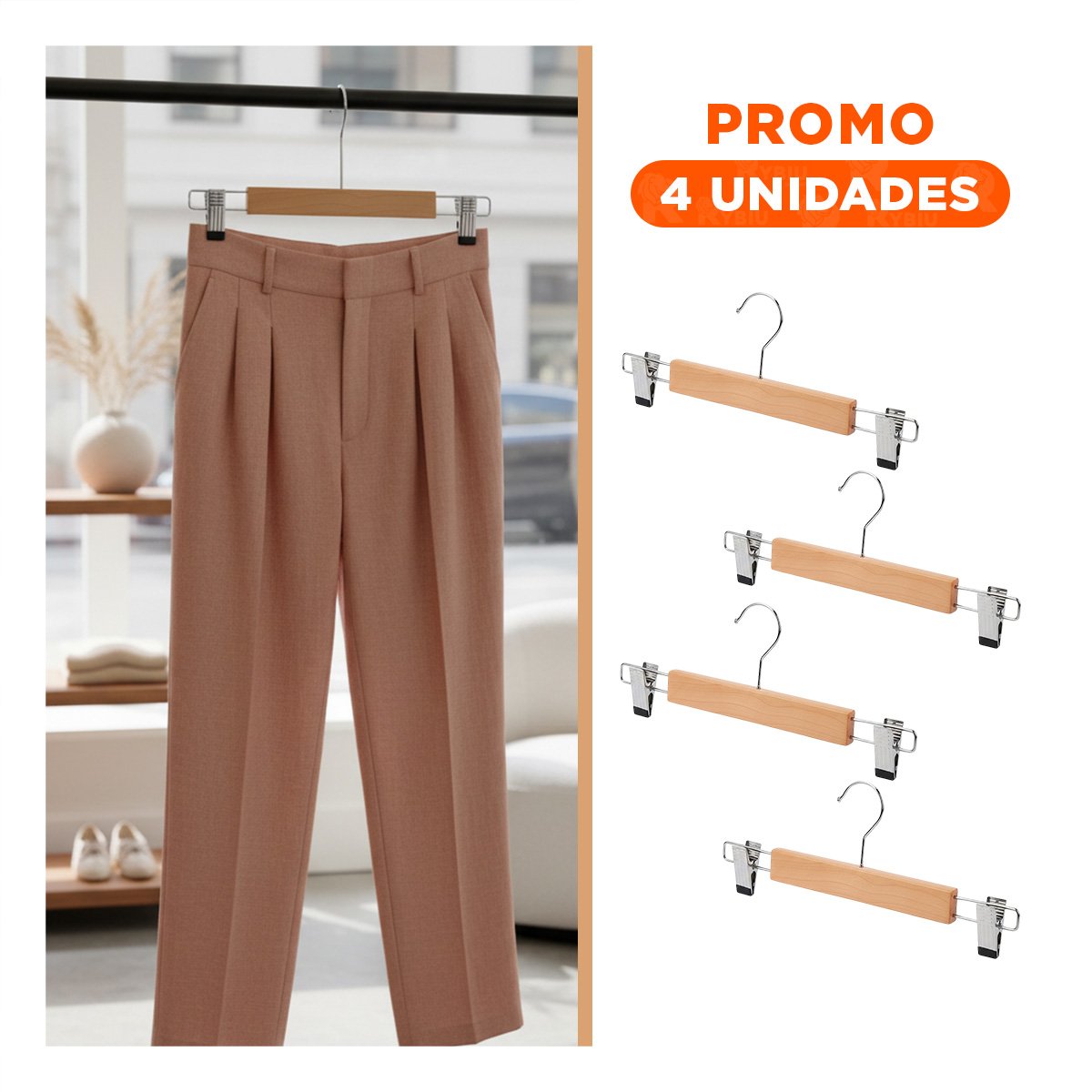 PACK4 ESTRUCTURA PARA PRENDASINFANTILES 2 GANCHOS DE METAL 33CM MOSTAZA Y+REGALO STICKER - 1