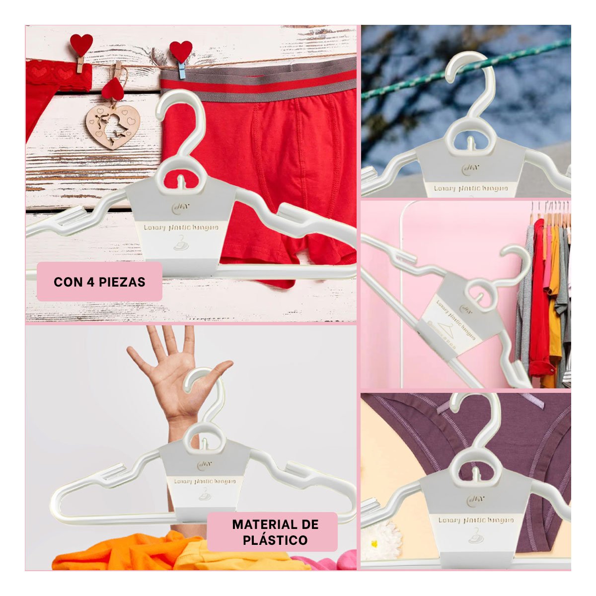 SUJETADOR PLASTICO BLANCO CON DISEÑO CIRCULAR DE 4 PIEZAS Y+POST IT - 5