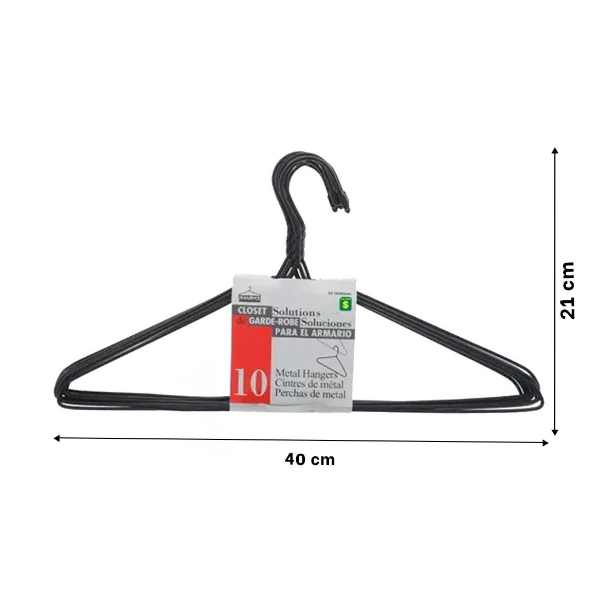 PACK2 GANCHO CLASICO DE ALAMBRE NEGRO CON 10 PIEZAS 21X40CM PARA USO DIARIO Y+PAPEL REGALO - 4
