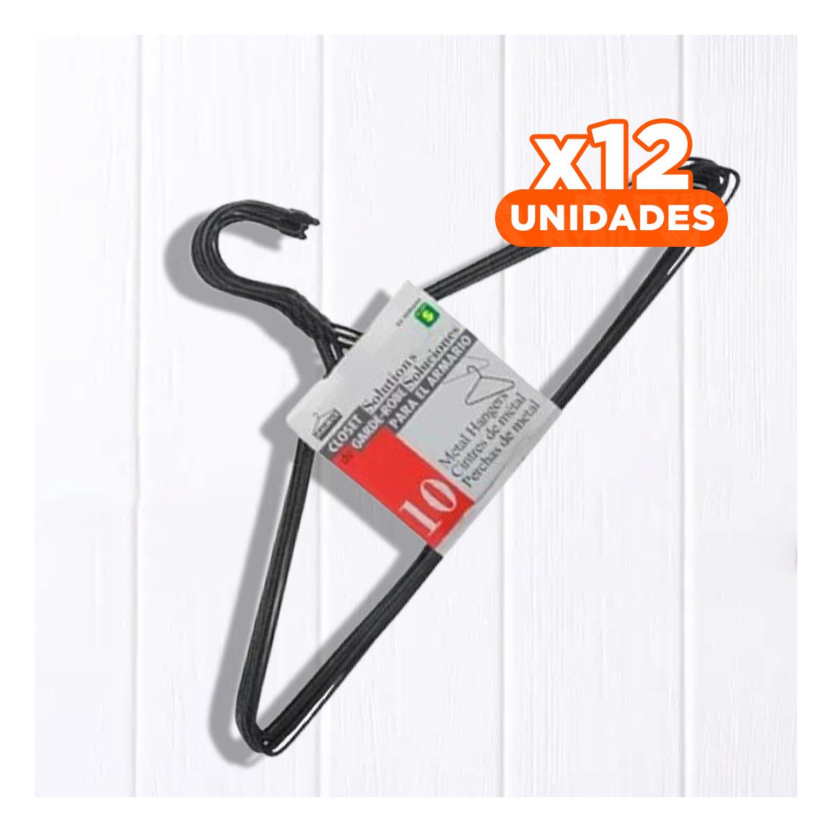 PACK12 SUJETADOR FUNCIONAL DE ALAMBRE NEGRO CON 10 PIEZAS 21X40CM PARA USO DIARIO - 1