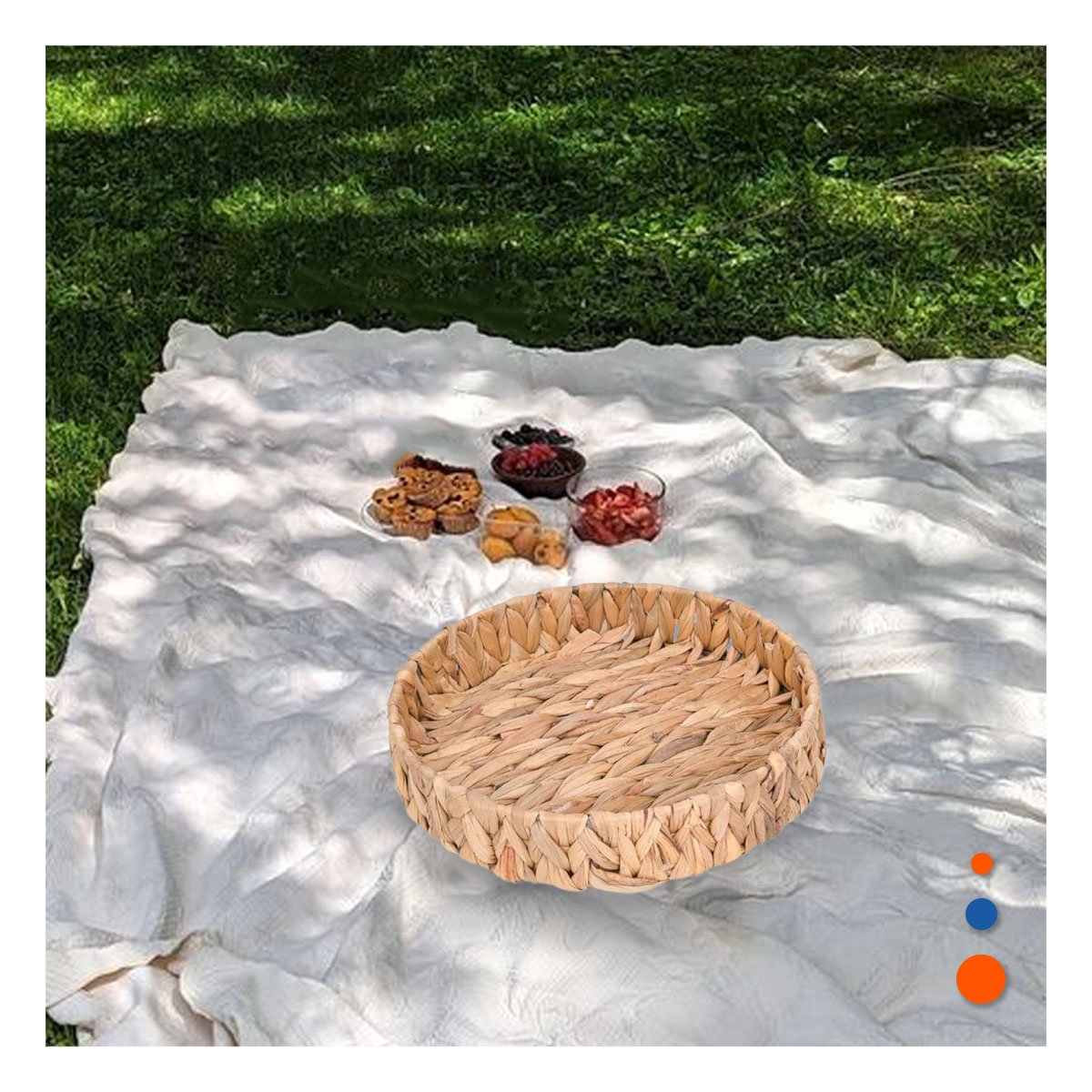 PACK2 CANASTA TEJIDA CIRCULAR GRASS 27X4CM PARA HOGAR Y CASA FESTIVO MOSTAZA YPAPEL REGALO - 5