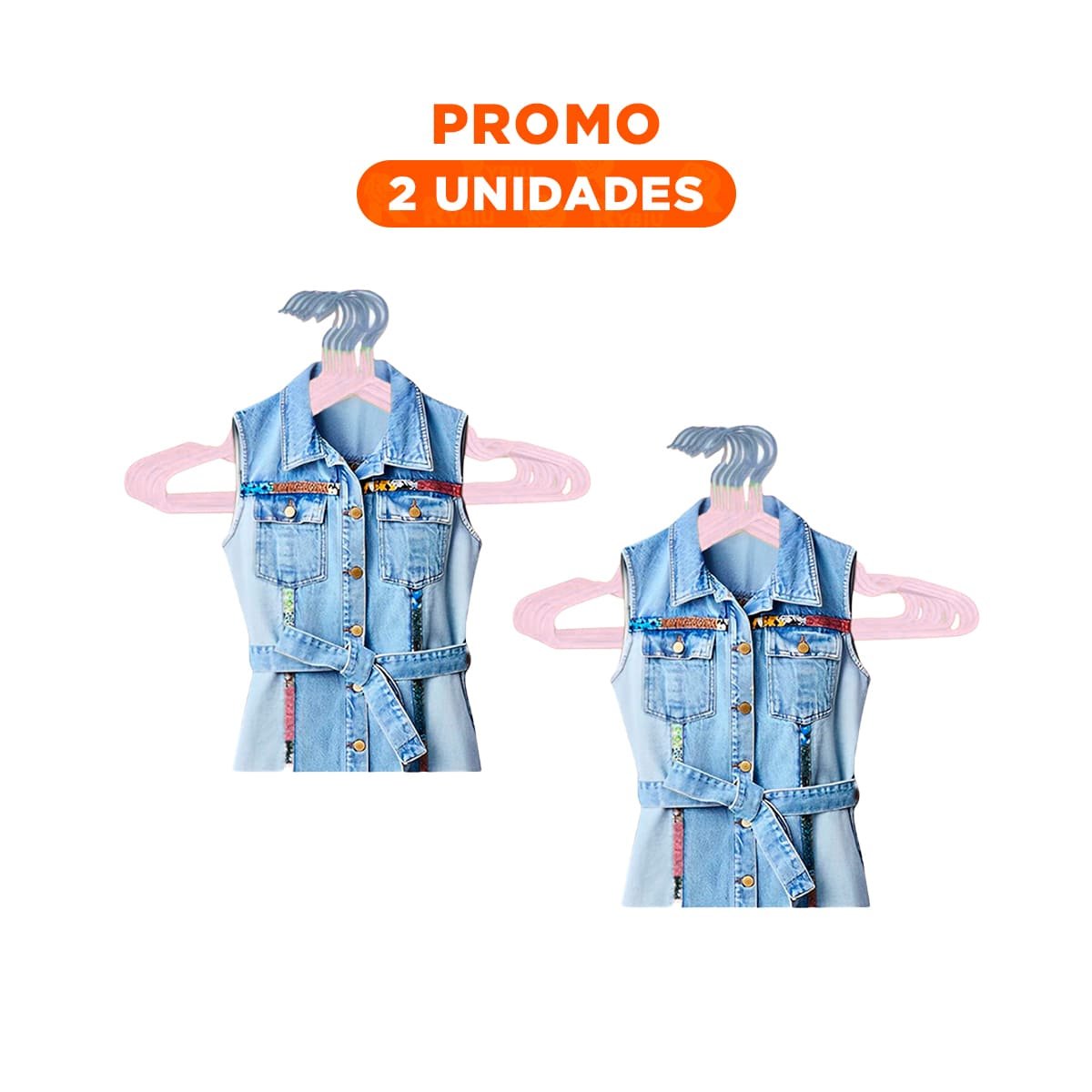 PACK2 PERCHA DE ROPA CLASICA QUE NUNCA FALLA 5 PIEZAS 20X40,5CM ROSADO - 1