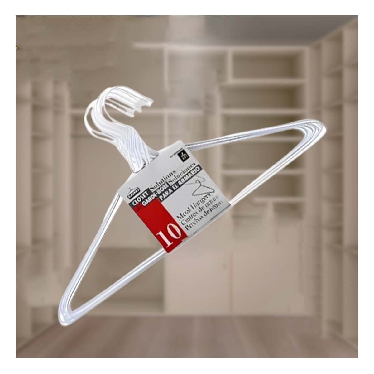 PACK6 PERCHA CLASICA BLANCA DE ALAMBRE SET 10 PIEZAS 21X40CM Y+PAPEL REGALO - 2