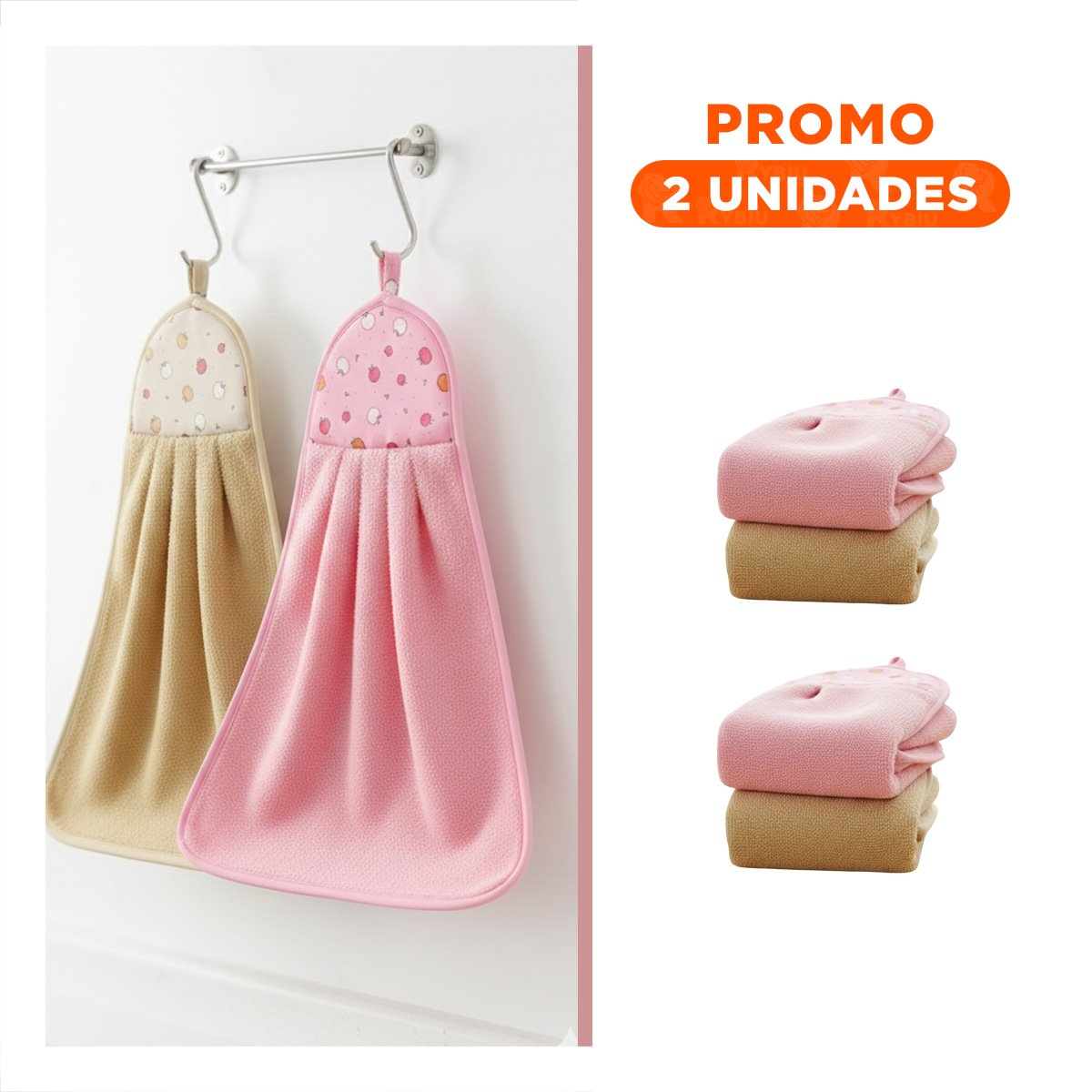 PACK2 JUEGO SUAVE 2 PIEZAS ROSADO Y AMARILLO PANOS COLGADOR 28X38CM - 1