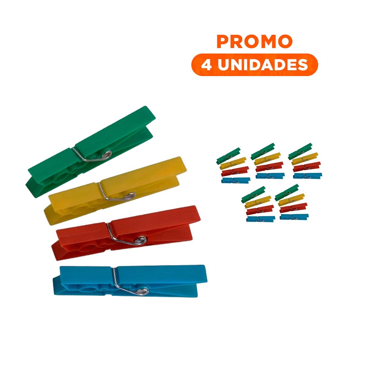 PACK4 GANCHOS MULTICOLOR DE PLASTICO PARA ROPA CON 24 PIEZAS PARA ORDEN DIARIO Y+REGALO STICKER - 1