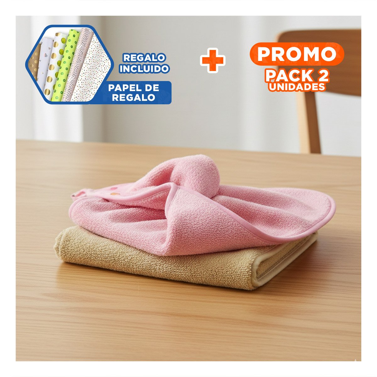 PACK2 JUEGO MODERNO 2 PIEZAS ROSADO Y AMARILLO COLGADOR HOGAR 28X38CM YPAPEL REGALO - 1