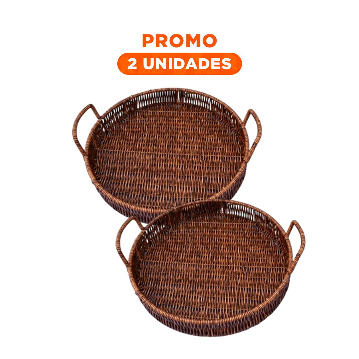 PACK2 CONTENEDOR TEJIDA CIRCULAR CON ASAS PARA ALMACENAMIENTO DE ROPA Y ACCESORIOS MARRON - 1