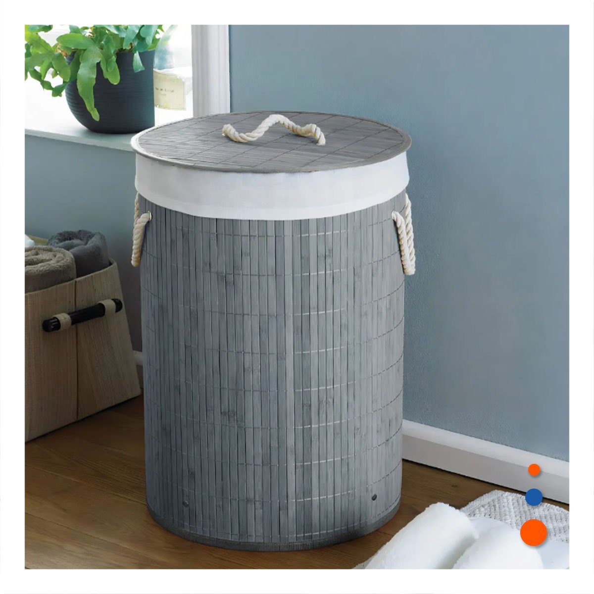 BAUL PLEGABLE CIRCULAR CON TAPA PARA ORDENAR ACCESORIOS EN HOGAR Y+LIGAS REGALO - 1
