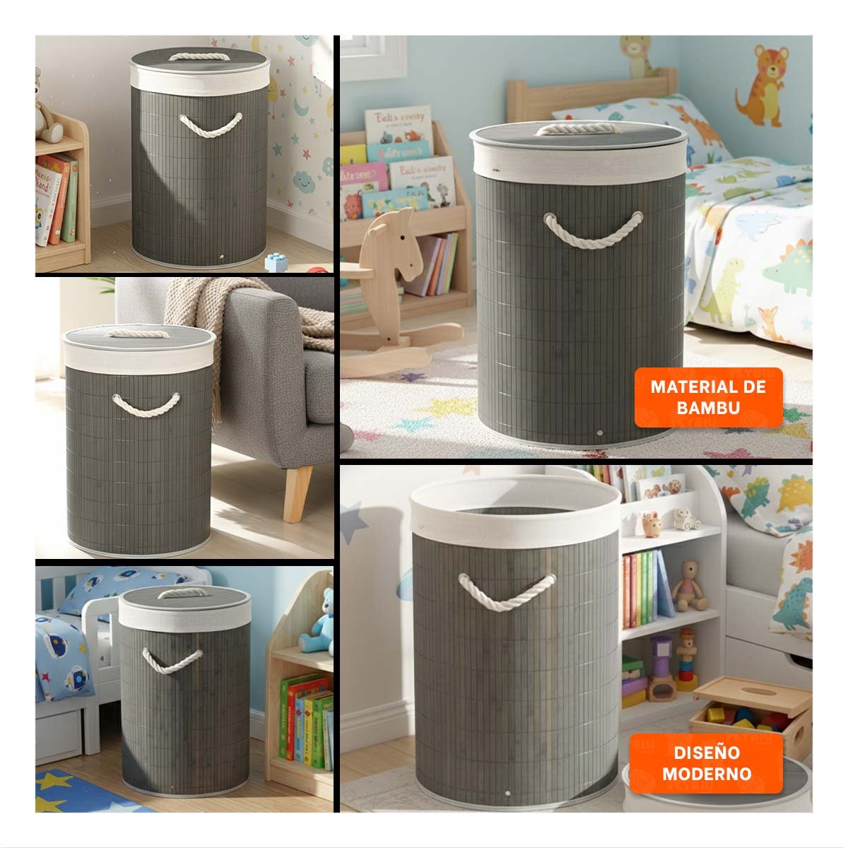 BAUL PLEGABLE CIRCULAR CON TAPA PARA ORDENAR ACCESORIOS EN HOGAR Y+LIGAS REGALO - 5