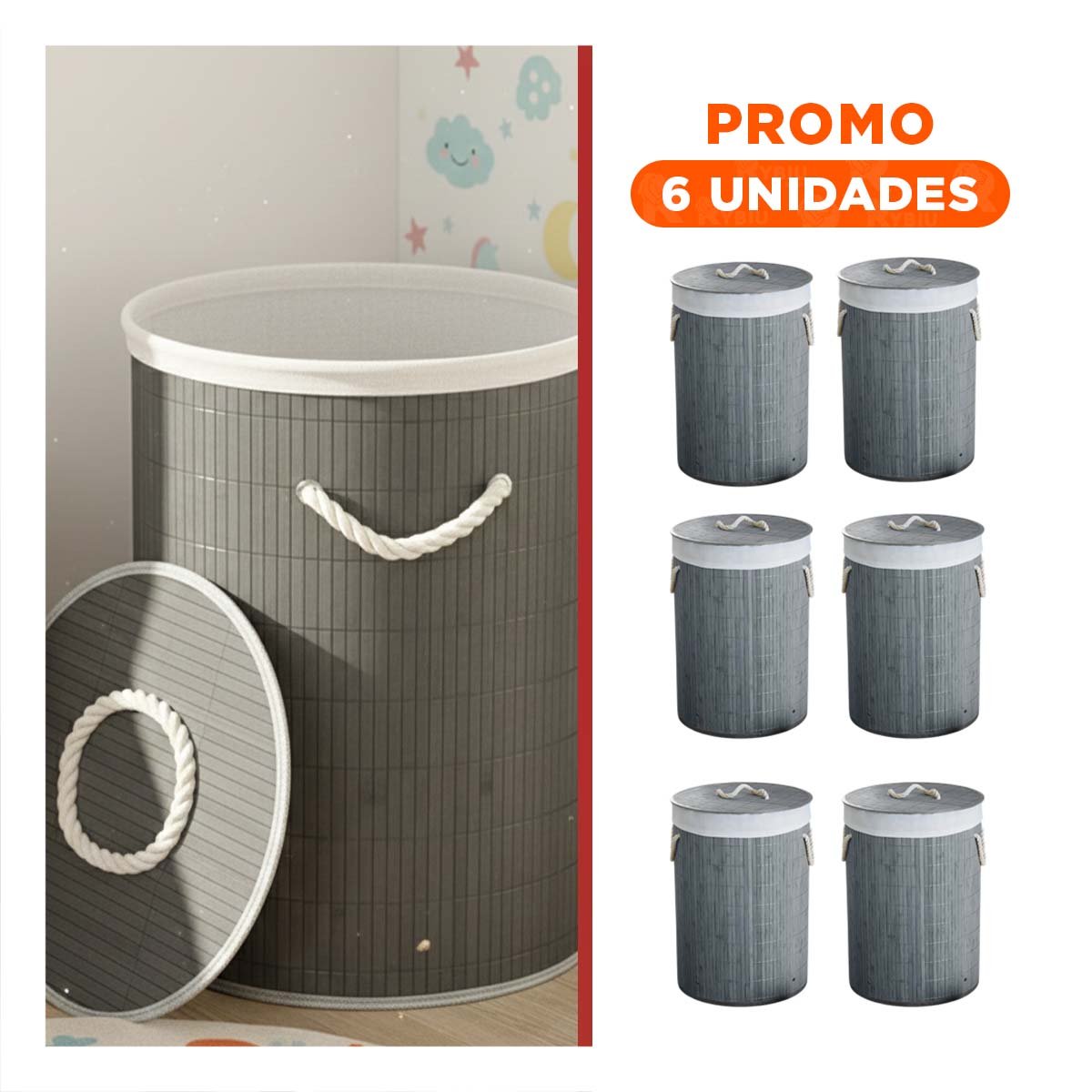 PACK6 ALTERNATIVA PLEGABLE CIRCULAR CON TAPA PARA ORGANIZACION DE HOGAR - 1