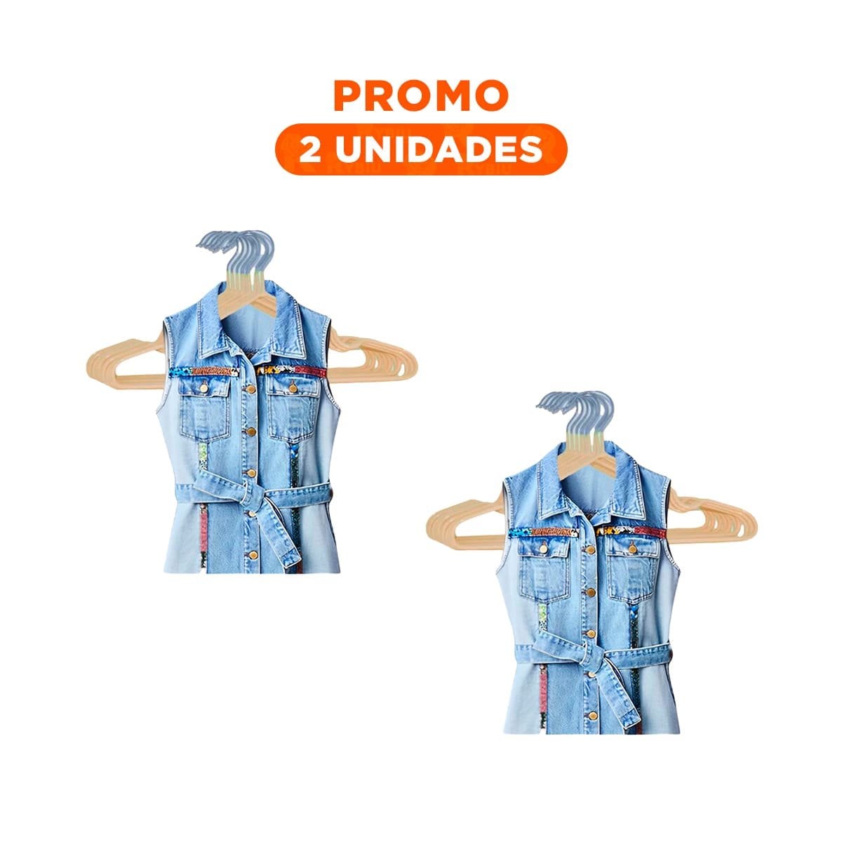 PACK2 COLGADOR DE ALAMBRE MINIMALISTA Y RESISTENTE PARA ROPA 5 PIEZAS 20X40,5CM CREMA - 1