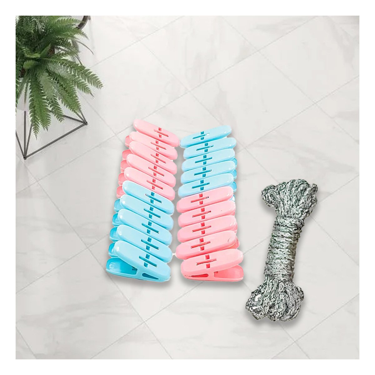 PACK2 GANCHOS CURVOS DE PLASTICO MULTICOLOR PARA ROPA CON CUERDA INCLUIDA - 5