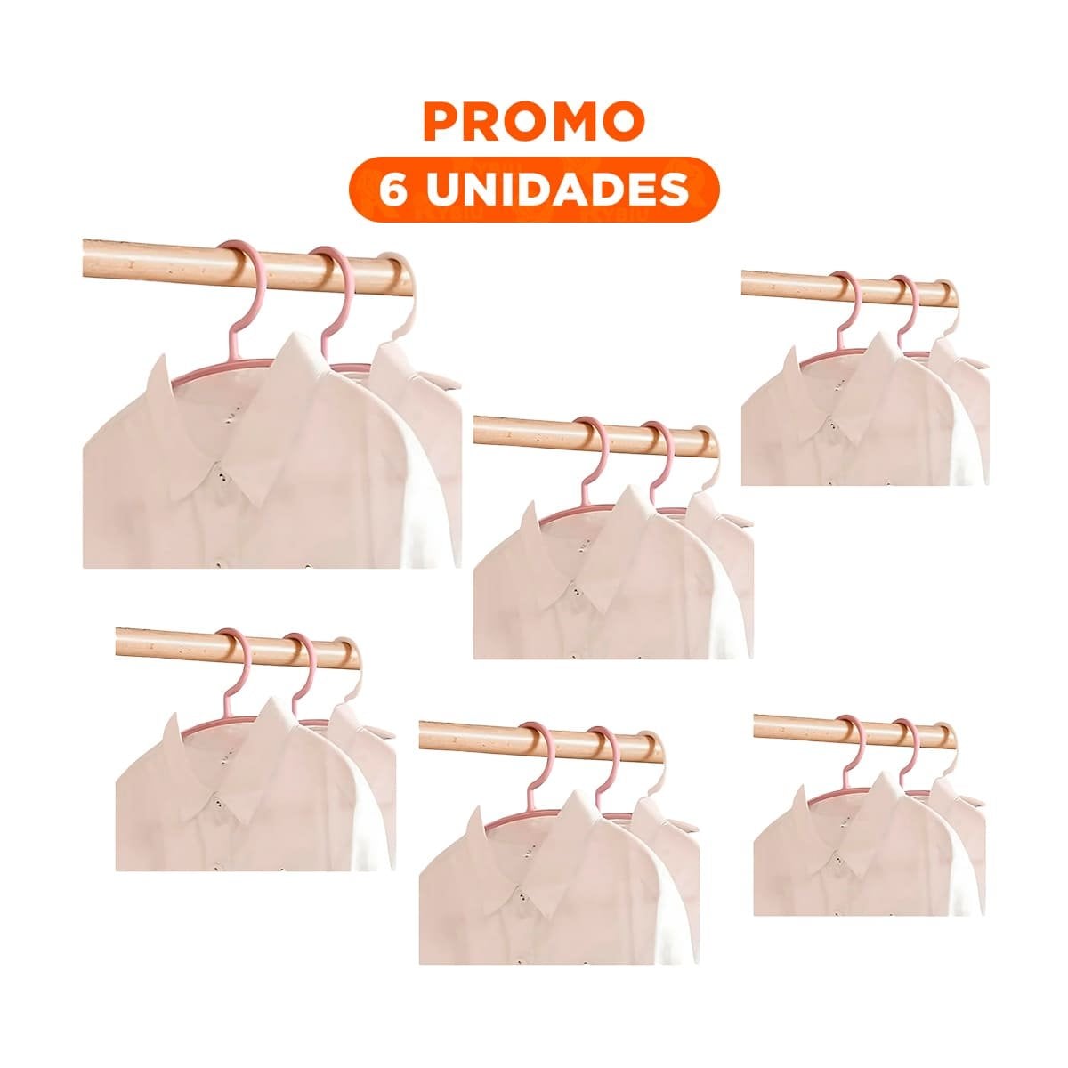 PACK6 COLGADOR FUNCIONAL DE PLASTICO ROSADO MEDIA LUNA DE 4 PIEZAS PARA USO DIARIO - 1