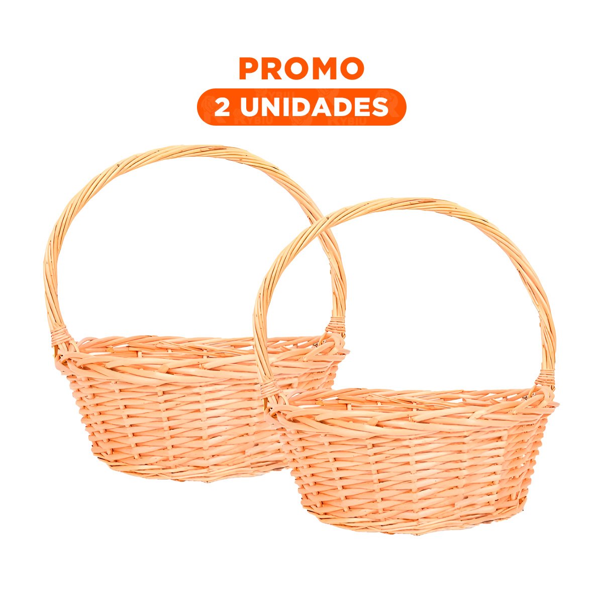 PACK2 CANASTA CIRCULAR DE MIMBRE PARA ESPACIOS DEL HOGAR DE DIMENSIONES 24X24X25CM - 1