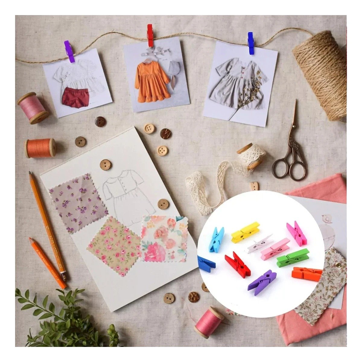 PACK6 PINZAS MULTICOLOR DE PLASTICO PARA ROPA CON 24 PIEZAS PARA LAVANDERIA Y+PAPEL REGALO - 5