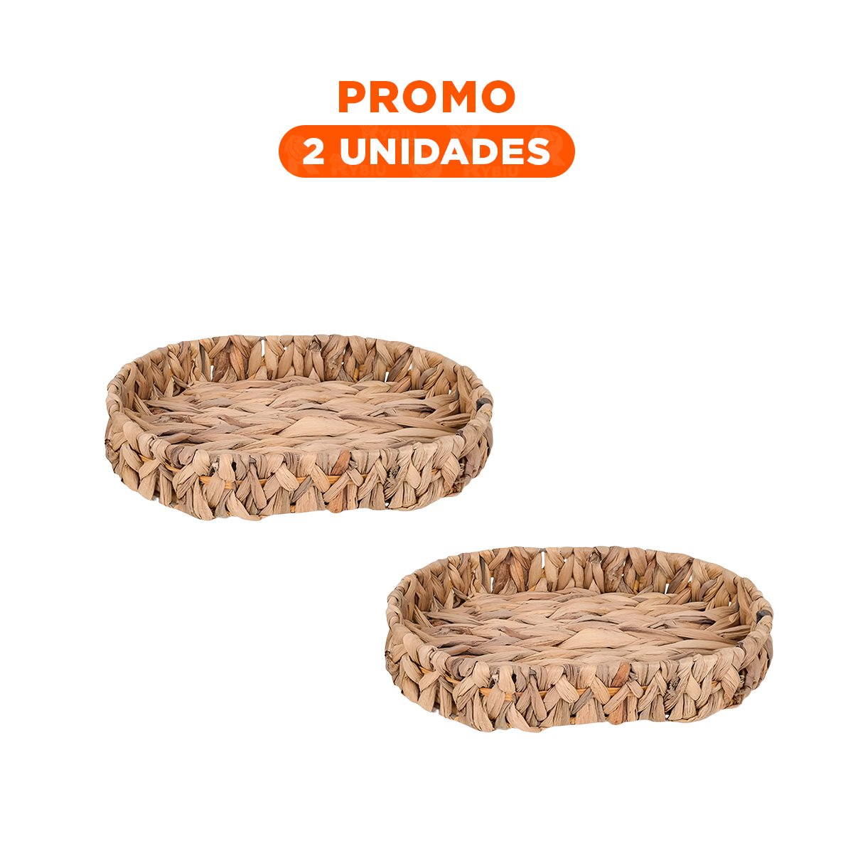 PACK2 BANDEJA TEJIDA OVALADA GRASS 36X28X6CM MOSTAZA FUNCIONAL PARA ORDENAR OBJETOS - 1