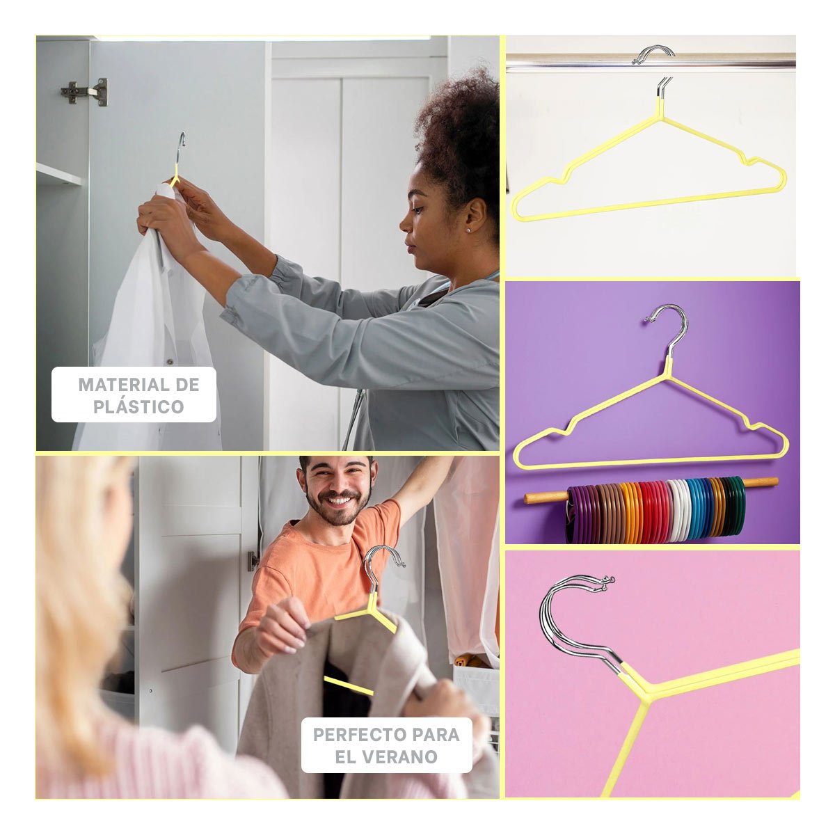 ACCESORIO DOMESTICO DE ALAMBRE CON PLASTICO AMARILLO 5 PIEZAS Y+LIGAS REGALO - 5
