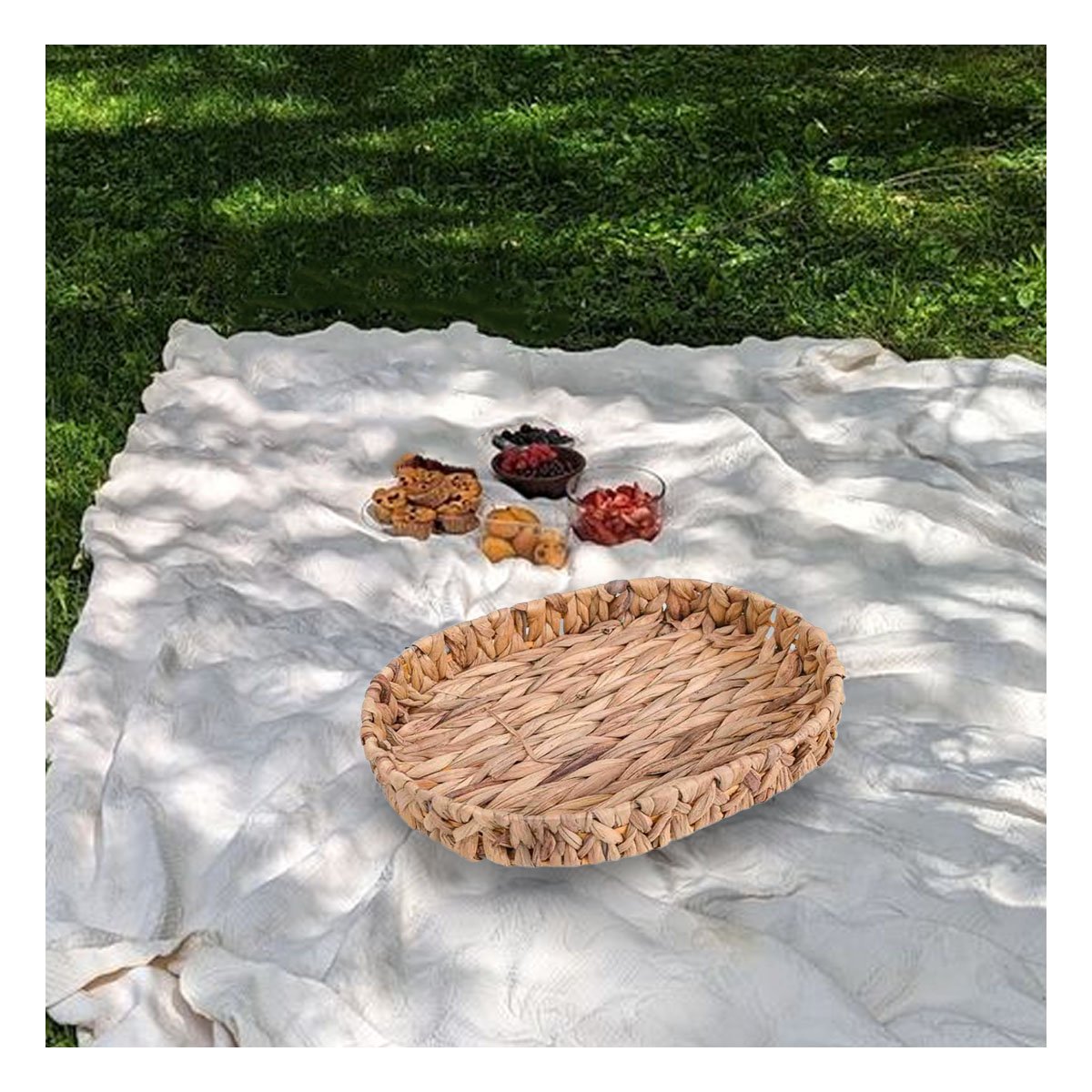 CANASTO ORGANIZADORA OVALADA GRASS 32X24X4.5CM DECORATIVA MOSTAZA Y+POST IT - 3