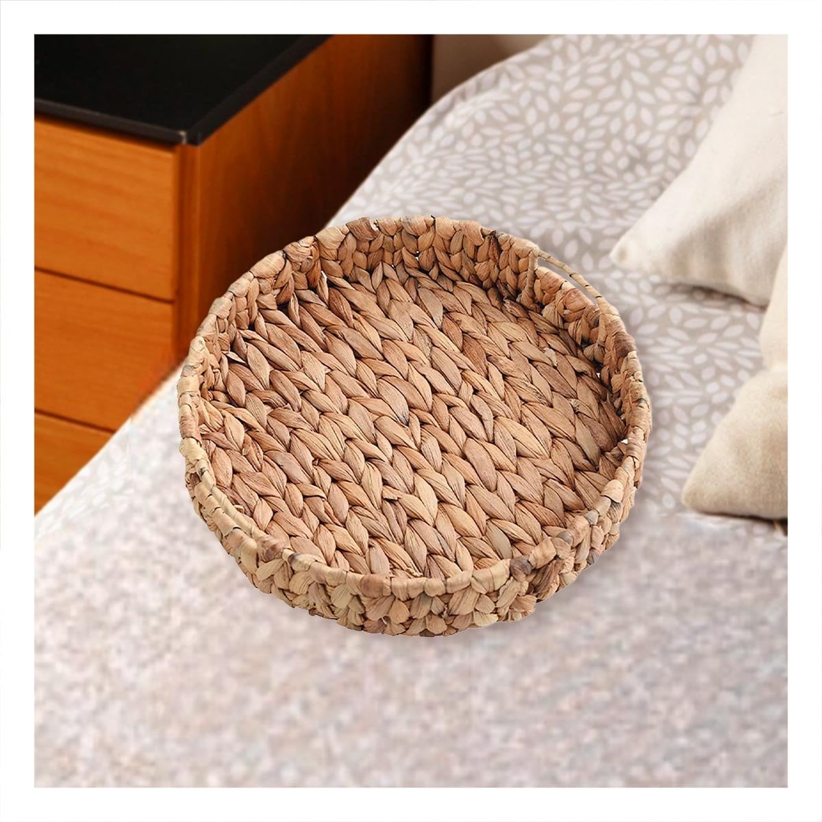 PACK4 CANASTA ARTESANAL REDONDA GRASS 23X4CM MOSTAZA PARA CASA Y DECORACION HOGAR - 5