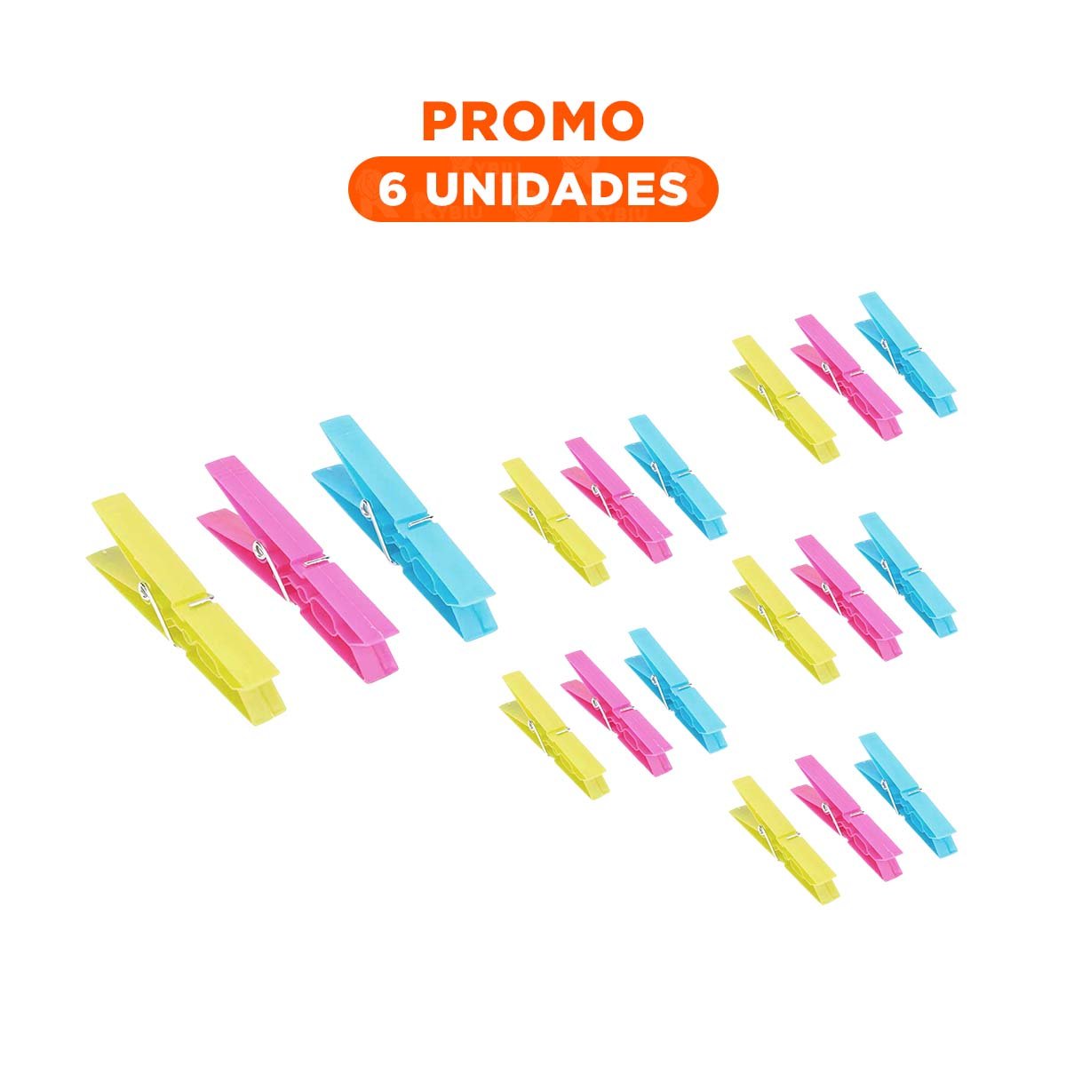 PACK6 SUJETADORES PLASTICO MULTICOLOR 24 PIEZAS PARA LAVADO ROPA SEGURO - 1