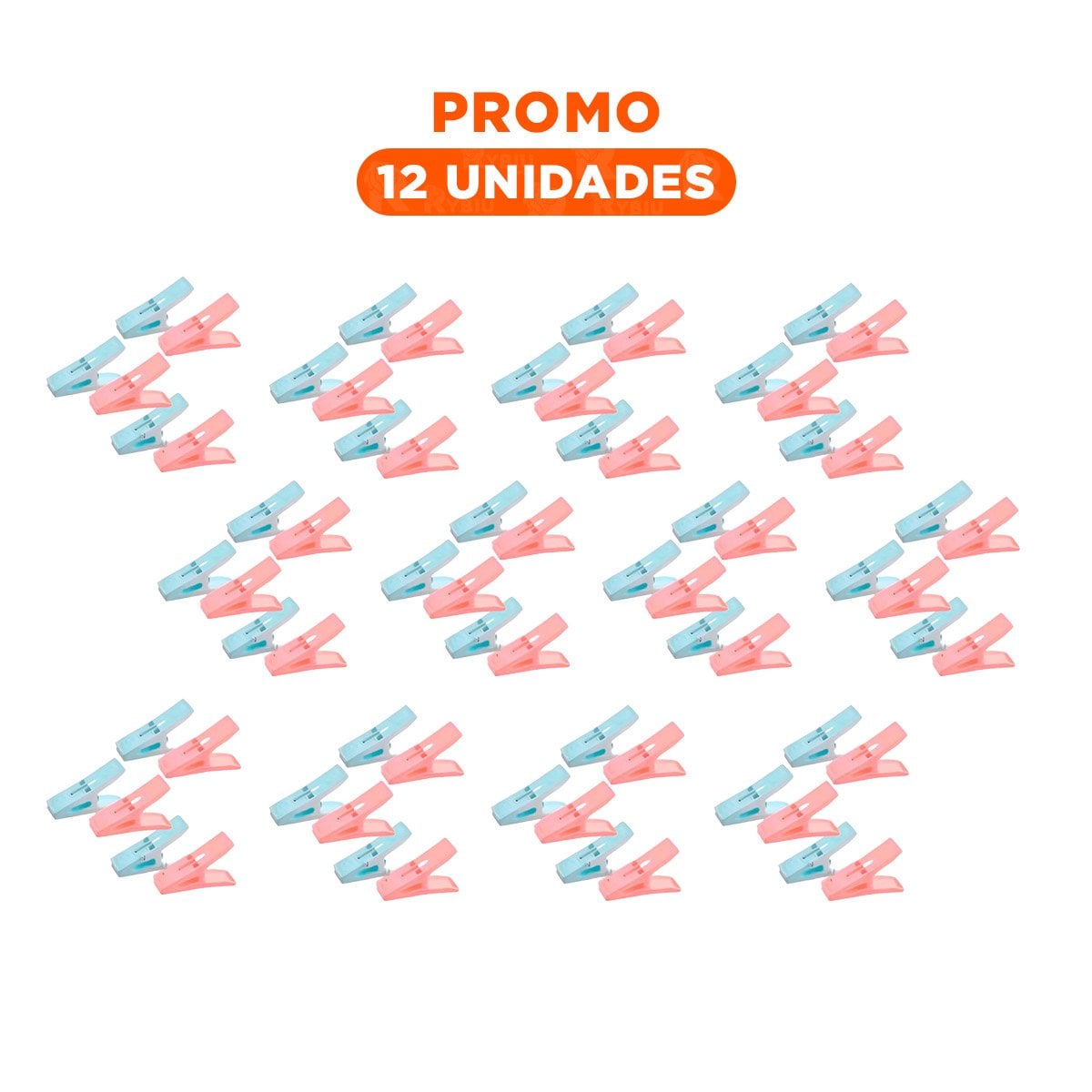 PACK12 CLIPS DE ROPA CUADRADOS MULTICOLOR CON CUERDA PARA TENDIDO EN CASA Y+REGALO STICKER - 1