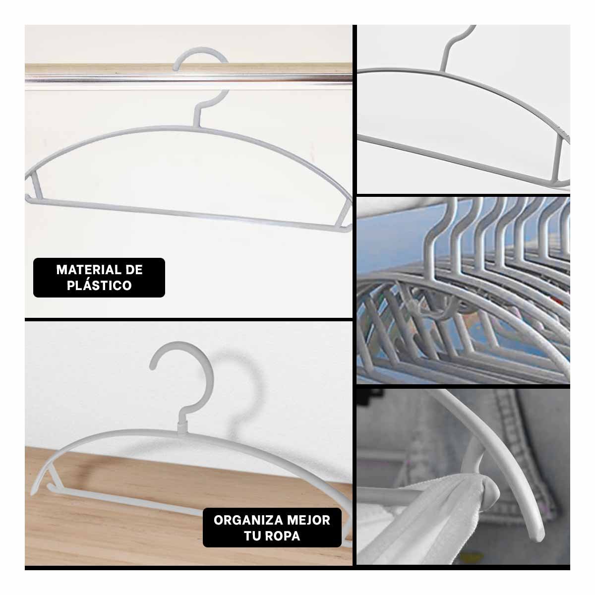 COLGADOR CLASICO DE PLASTICO PLOMO MEDIA LUNA DE 4 PIEZAS PARA CLOSET - 5