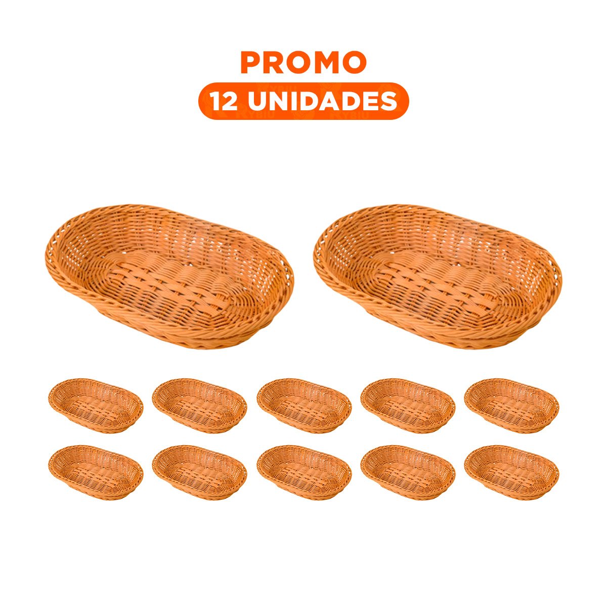PACK12 ORGANIZADOR OVALADO DE PLASTICO TEJIDO 30X20X7CM PARA PANADERIA Y+REGALO STICKER - 1