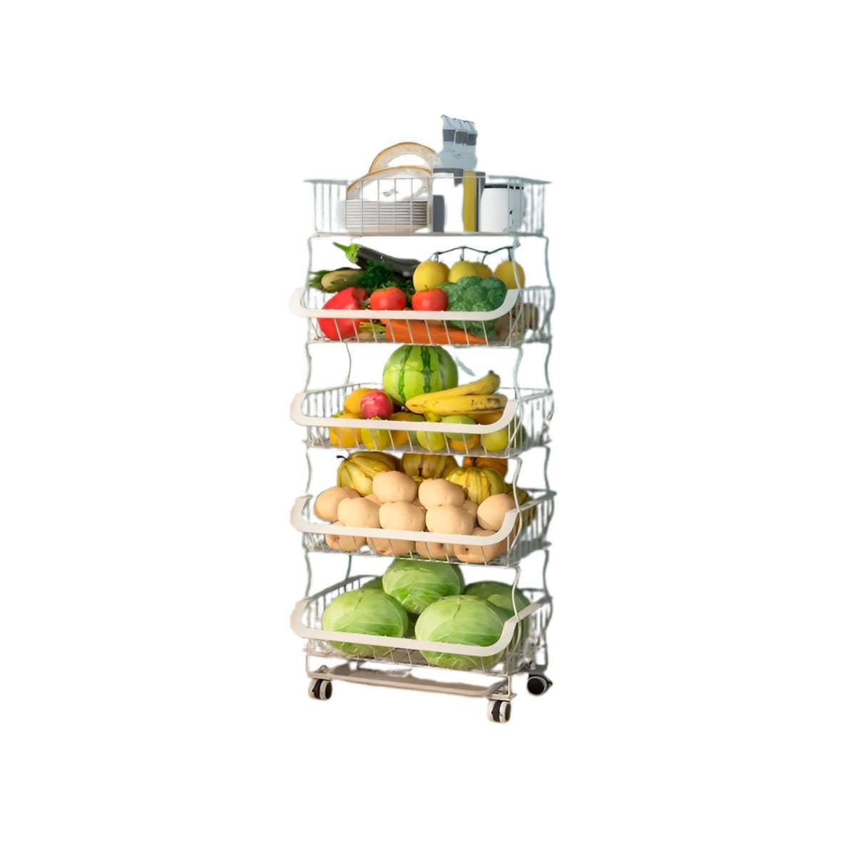 CONTENEDOR MULTIUSO 5 NIVELES PARA COCINA ACERO BLANCO PARA GUARDAR TODO FACIL Y+PAPEL REGALO - 1