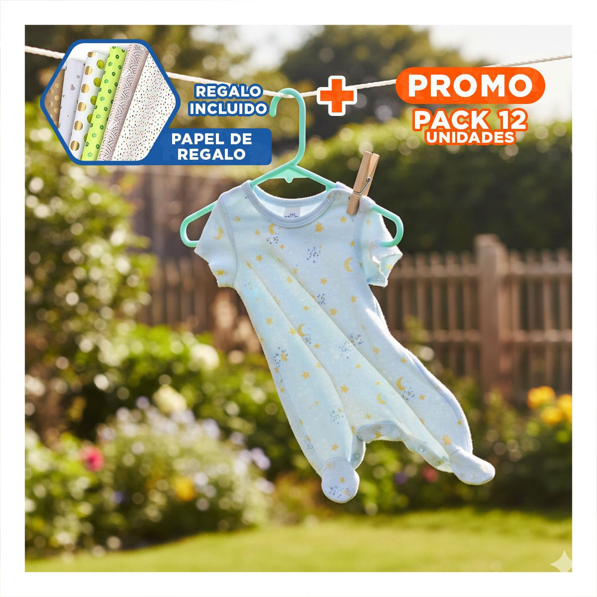PACK12 GANCHO PARA ROPA MUJER Y HOMBRE 5 PIEZAS 15X29CM VERDE Y+PAPEL REGALO - 1