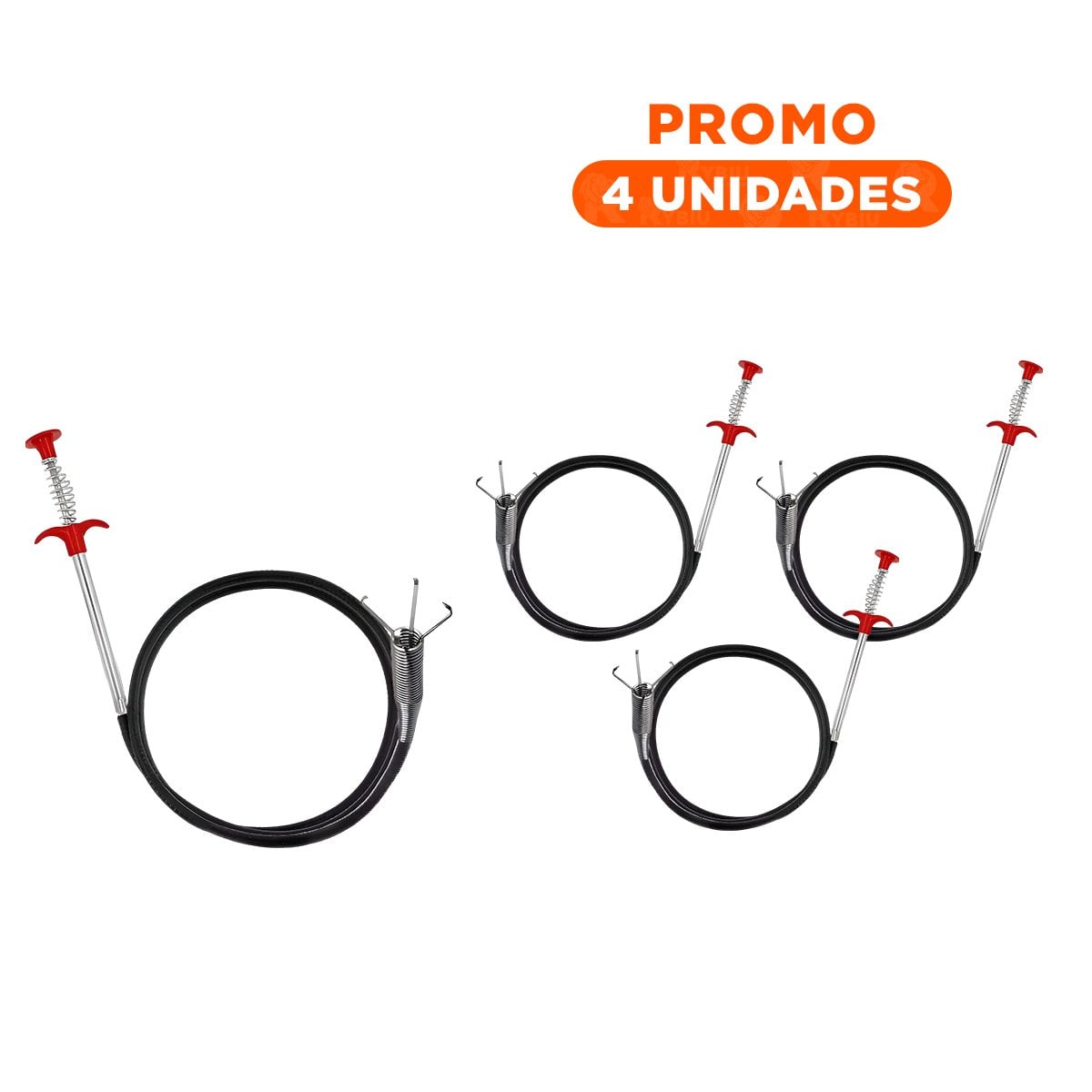 PACK4 CABLE FLEXIBLE PARA LIMPIEZA PROFUNDA DE DRENAJE EN COLOR NEGRO 200CM YREGALO STICKER - 1