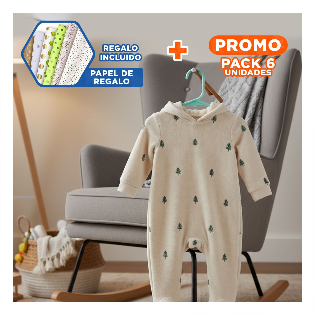 PACK6 SOPORTE COLGANTE DE ROPA HOGAR Y VIAJE 5 PIEZAS 15X29CM VERDE Y+PAPEL REGALO - 1