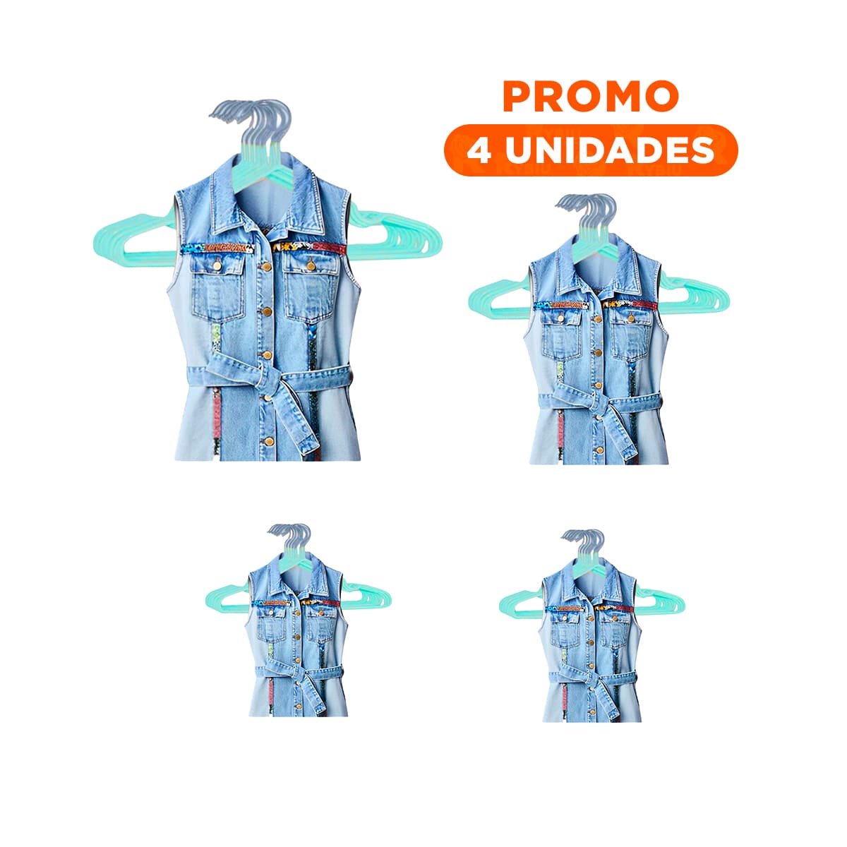 PACK4 GANCHOS PARA CLOSET DE ALAMBRE CON PLASTICO VERDE 5 PIEZAS HOGAR Y+REGALO STICKER - 1