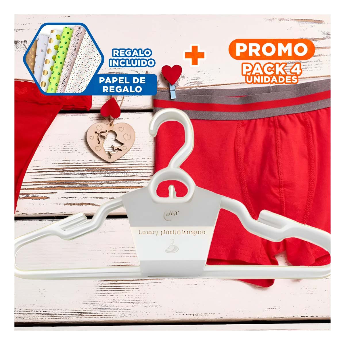 PACK4 SUJETADOR PLASTICO BLANCO CON FORMA CIRCULAR INTERIOR DE 4 PIEZAS Y+PAPEL REGALO - 1