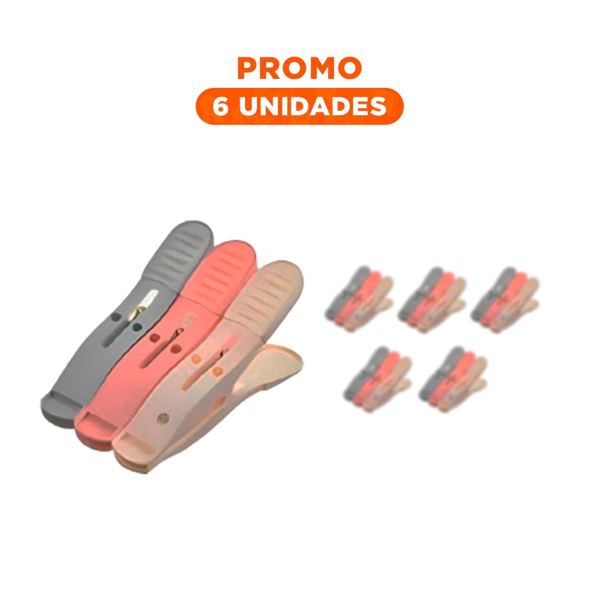 PACK6 BROCHES MULTICOLOR PARA ROPA EN TRES TONOS CON CUERDA PARA LAVANDERIA - 1
