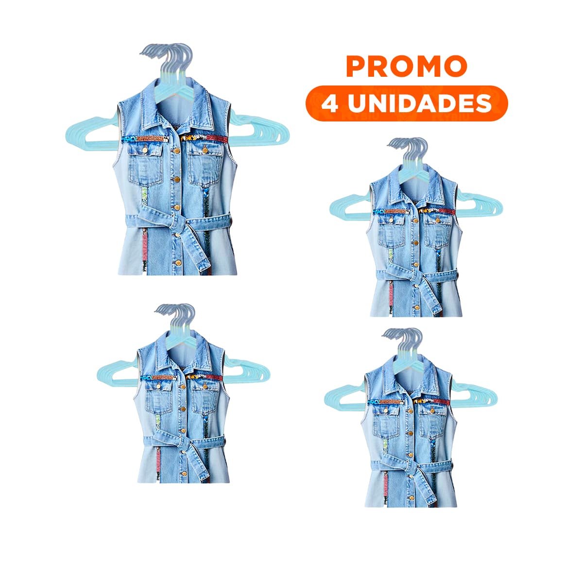 PACK4 SOPORTE COLGANTE DE ROPA PARA ORDEN 5 PIEZAS 20X40,5CM CELESTE Y+REGALO STICKER - 1