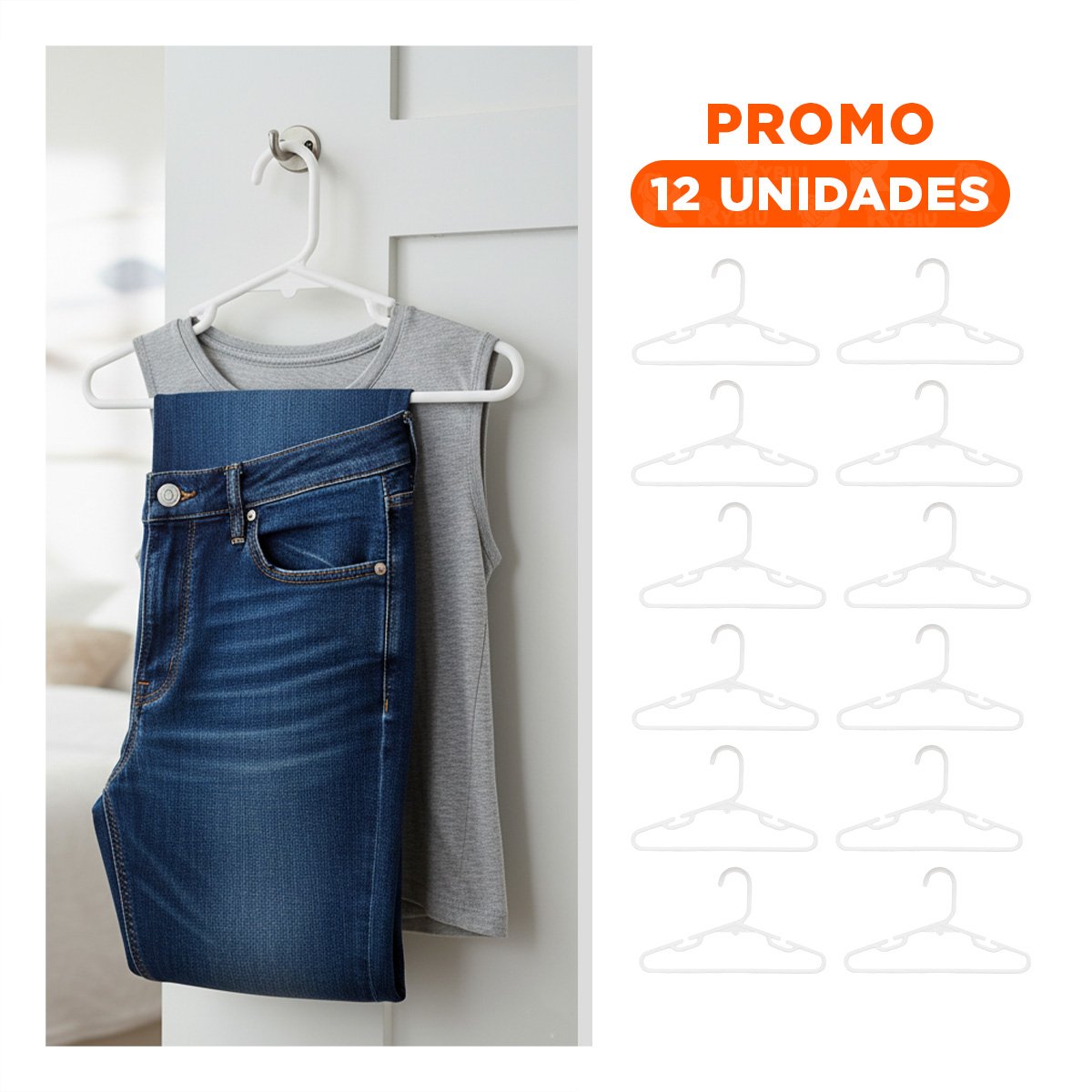PACK12 COLGANTE PARA MANTENER LA ROPA ORDENADA 5 PIEZAS 15X29CM BLANCO Y+REGALO STICKER - 1