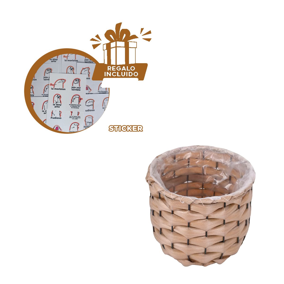 CESTA DECORATIVA PARA SALA O DORMITORIO CON ESTILO NATURAL Y USO FUNCIONAL Y+REGALO STICKER - 1