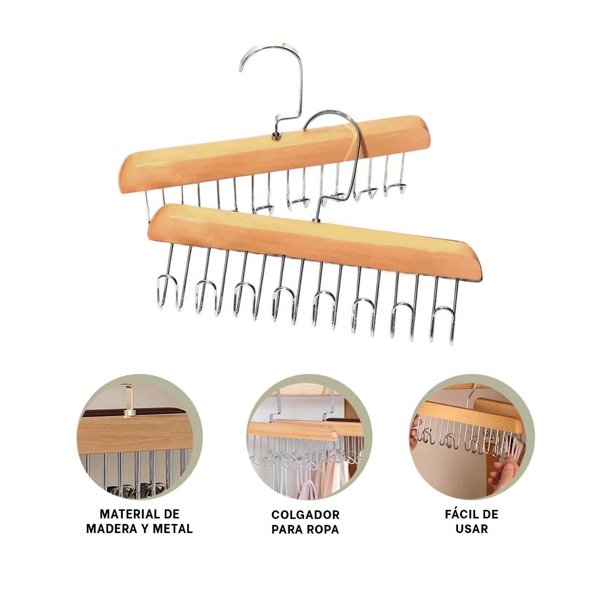 PERCHERO DE OCHO GANCHOS MULTIFUNCIONAL PARA ORGANIZAR ROPA Y ACCESORIOS DEL HOGAR - 3