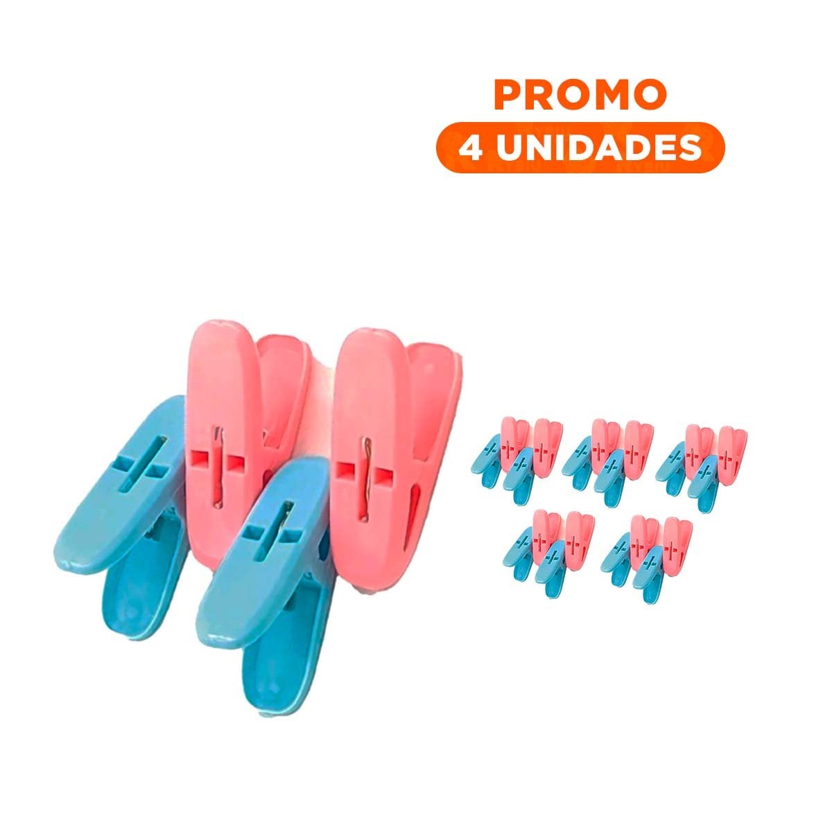 PACK4 GANCHOS DE ROPA CURVOS DE PLASTICO MULTICOLOR CON CUERDA PARA ORGANIZAR Y+REGALO STICKER - 1